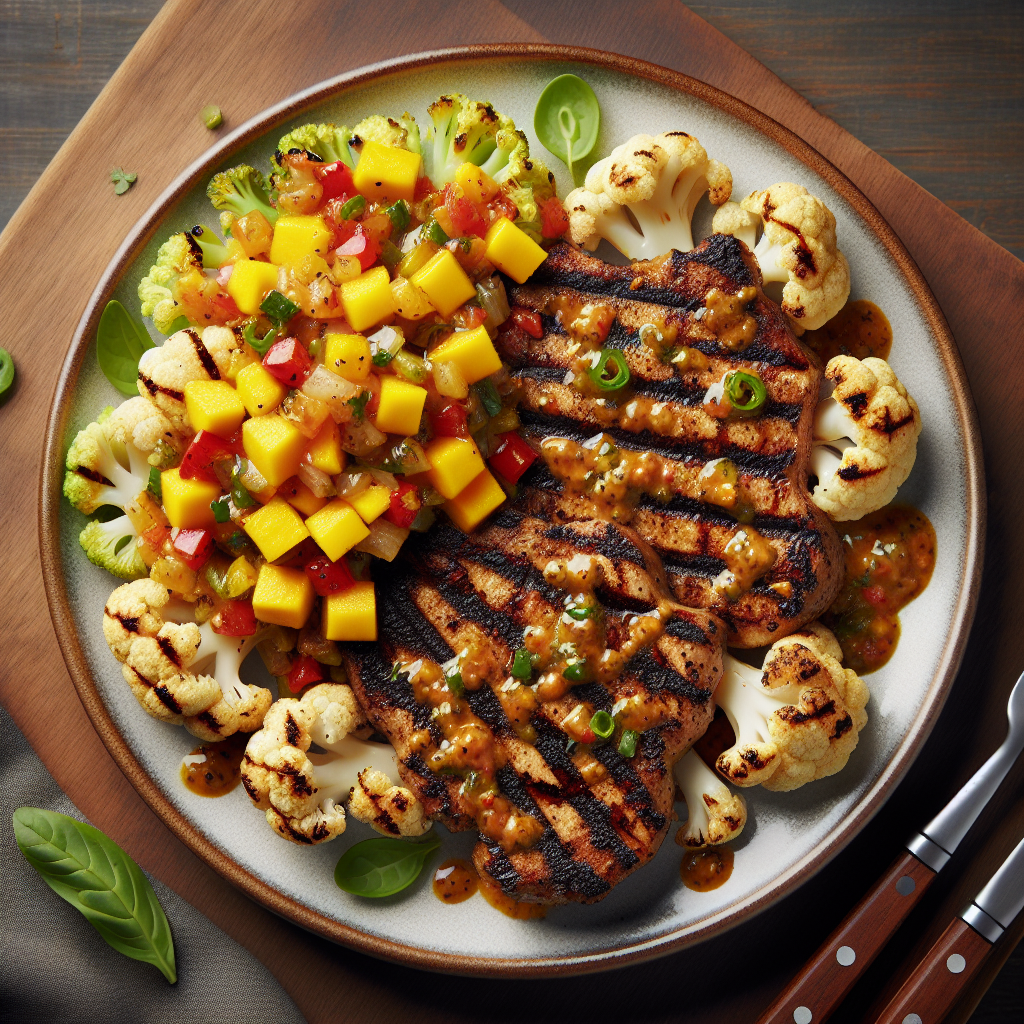 Jamaikanische Jerk Blumenkohlsteaks mit Mango-Salsa
