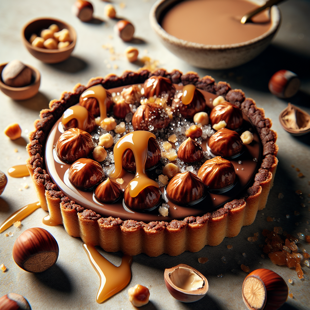 Veganer Schokoladen-Haselnusskuchen mit gesalzenem Karamell