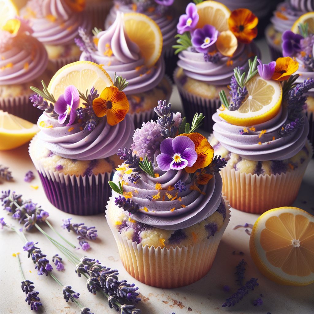 Vegan Lavender Lemonade Cupcakes with Edible Flowers